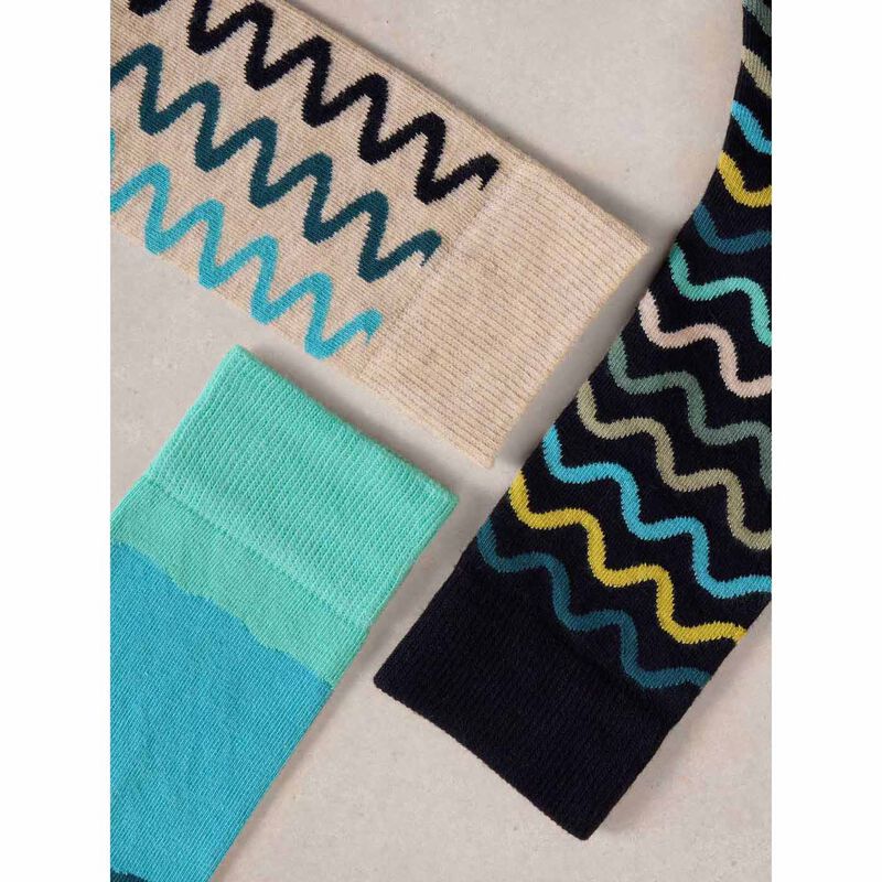 White Stuff Squiggle Socks - 3 Pack image number 1